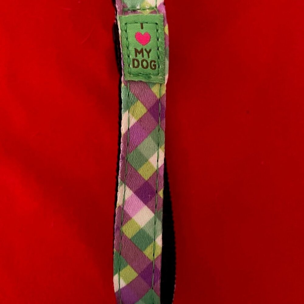 Small Dog Collar: I Love My Dog Plaid Adjustable